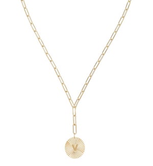 Shes Spicy Lariat Initial Necklace V - Gold