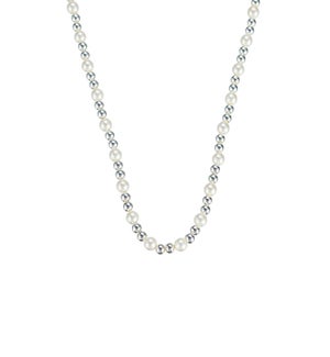 Adorned Pearl Mini Beaded Necklace - Silver