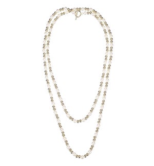 Adorned Pearl Beaded Necklace - Gold