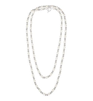 Adorned Pearl Beaded Necklace - Silver