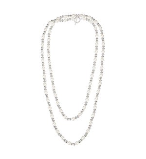 Adorned Pearl Beaded Necklace - Silver