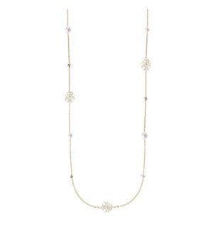 Adorned Pearl Logo Station Necklace - Gold