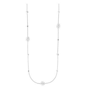 Adorned Pearl Logo Station Necklace - Silver