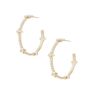 Beaded Cross Hoop Earrings - Gold