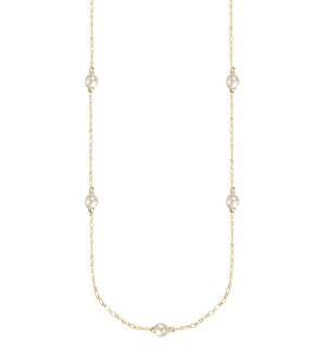 Adorned Pearl Station Necklace - Gold