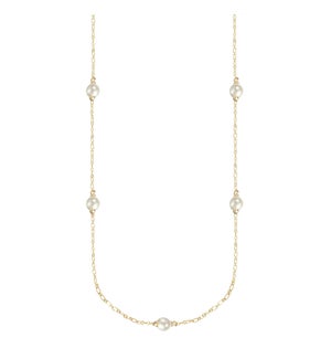 Adorned Pearl Station Necklace - Gold