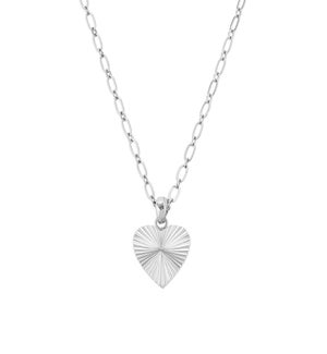 Adorned Heart Charm Necklace - Silver