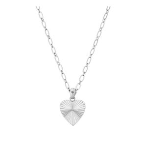 Adorned Heart Charm Necklace - Silver