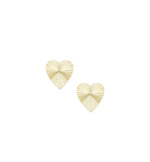 Adorned Heart Stud Earrings - Gold