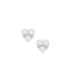 Adorned Heart Stud Earrings - Silver