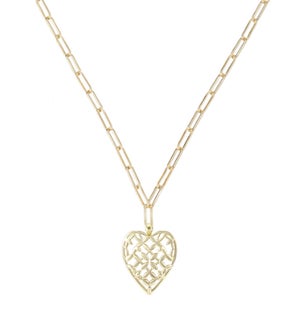 Adorned Heart Pendant Necklace - Gold