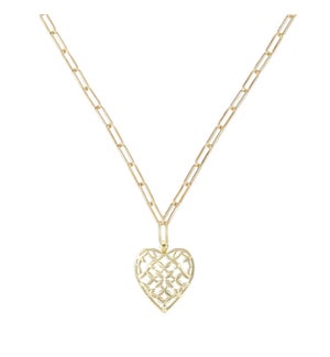 Adorned Heart Pendant Necklace - Gold