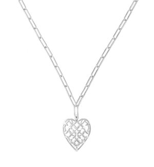 Adorned Heart Pendant Necklace - Silver