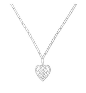 Adorned Heart Pendant Necklace - Silver