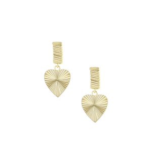 Adorned Mini Heart Hoop Earrings - Gold