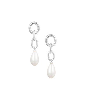 Allure Pearl Drop Earrings - Pearl and Silver