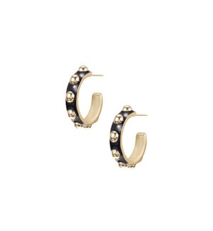 Enchanted Mini Beaded Hoop Earrings - Black Enamel and Gold