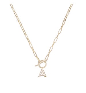 Sparkle Mini Toggle Initial Necklace A - Gold