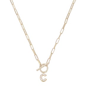 Sparkle Mini Toggle Initial Necklace C - Gold