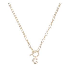 Sparkle Mini Toggle Initial Necklace C - Gold