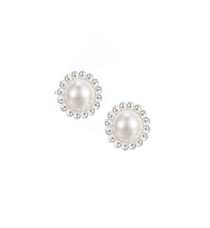 Allure Stud Earrings - Ivory Pearl and Silver