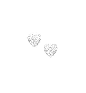 Believer Heart Stud Earrings - Silver