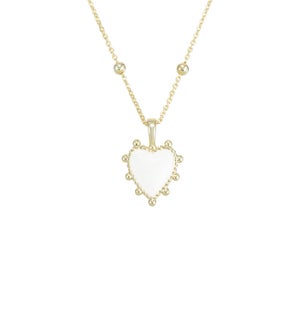 Adorned Heart Pendant Necklace - Pearl Enamel and Gold