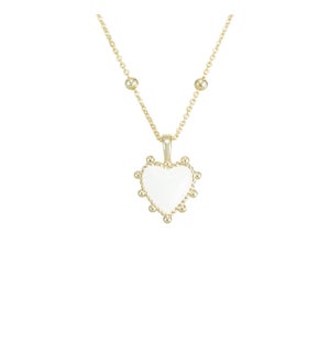 Adorned Heart Pendant Necklace - Pearl Enamel and Gold