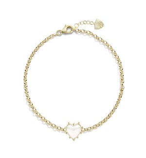 Adorned Heart Bracelet - Pearl Enamel and Gold