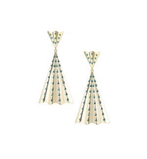 Solaris Statement Earrings - Aqua Glass and Gold