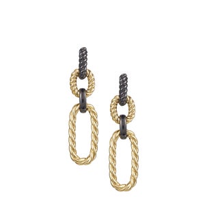 Legacy Link Statement Earrings - Black and Gold