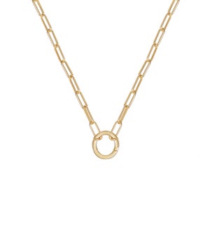 Heritage Paperclip Charm Necklace - Gold (16 inch)