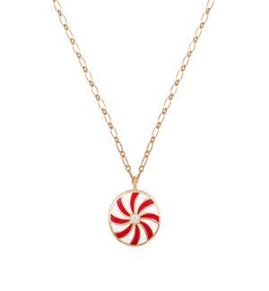 Candy Cane Necklace - Gold and Red