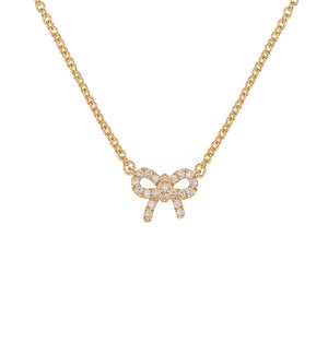 Petitie Bow Drop Necklace - Gold