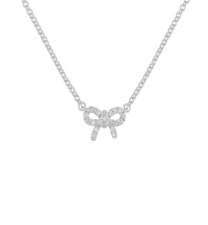 Petite Bow Drop Necklace - Silver