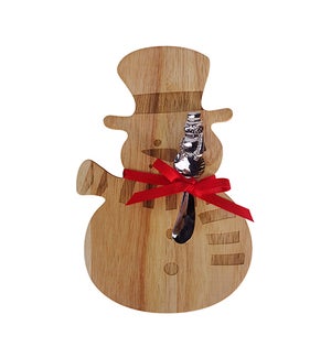 10.5in Snowman Shaped Cutting Board With Spreader