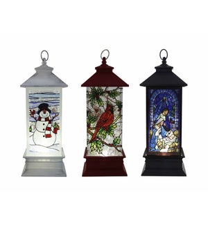 11.75in Stained Glass Glitter Lanterns, Assorted Styles