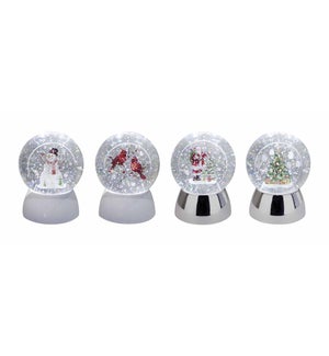 100mm Flat Icon Glitter Water Globes, Assorted Styles