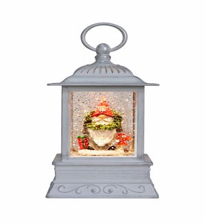 10.5in Gnome with Wreath Glitter Lantern
