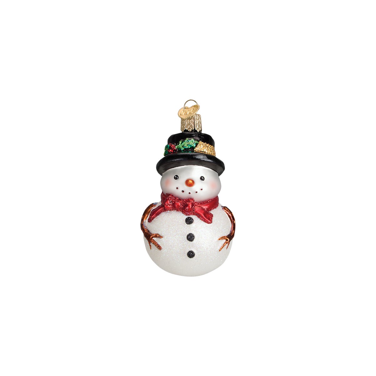 Red Bow Holly Hat Snowman