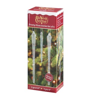 Frosty Glass Icicles - Set Of 6