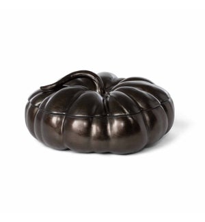 Bronze Lidded Ceramic Pumpkin Bowl Large
