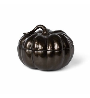 Bronze Lidded Ceramic Pumpkin Bowl, Medium