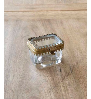 Antique Brass and Glass Pill Box