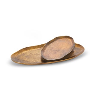 Cast Aluminum Bronze Oval Trays, Set of 2