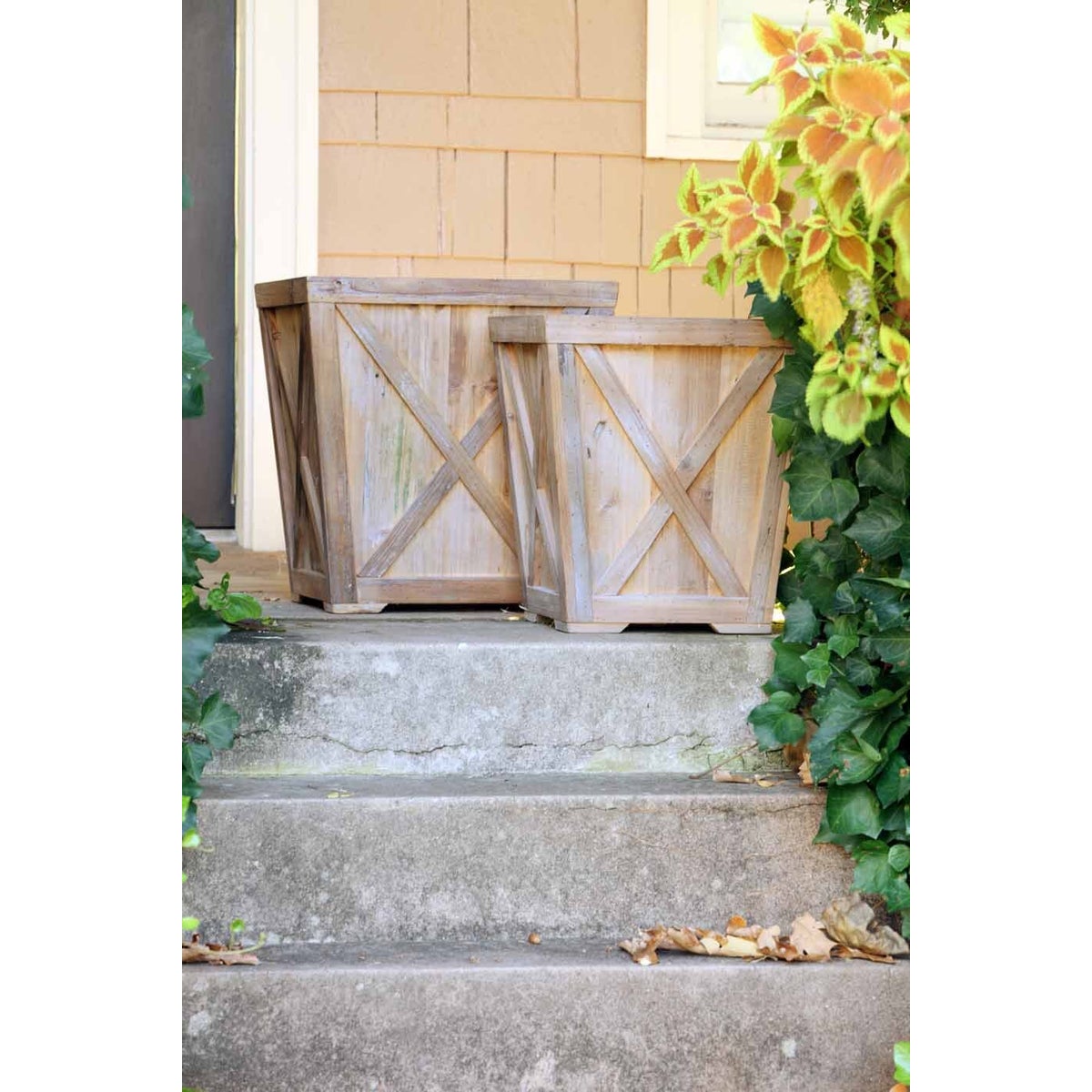 Reclaimed Wood Town and Country Planters, Set of 2