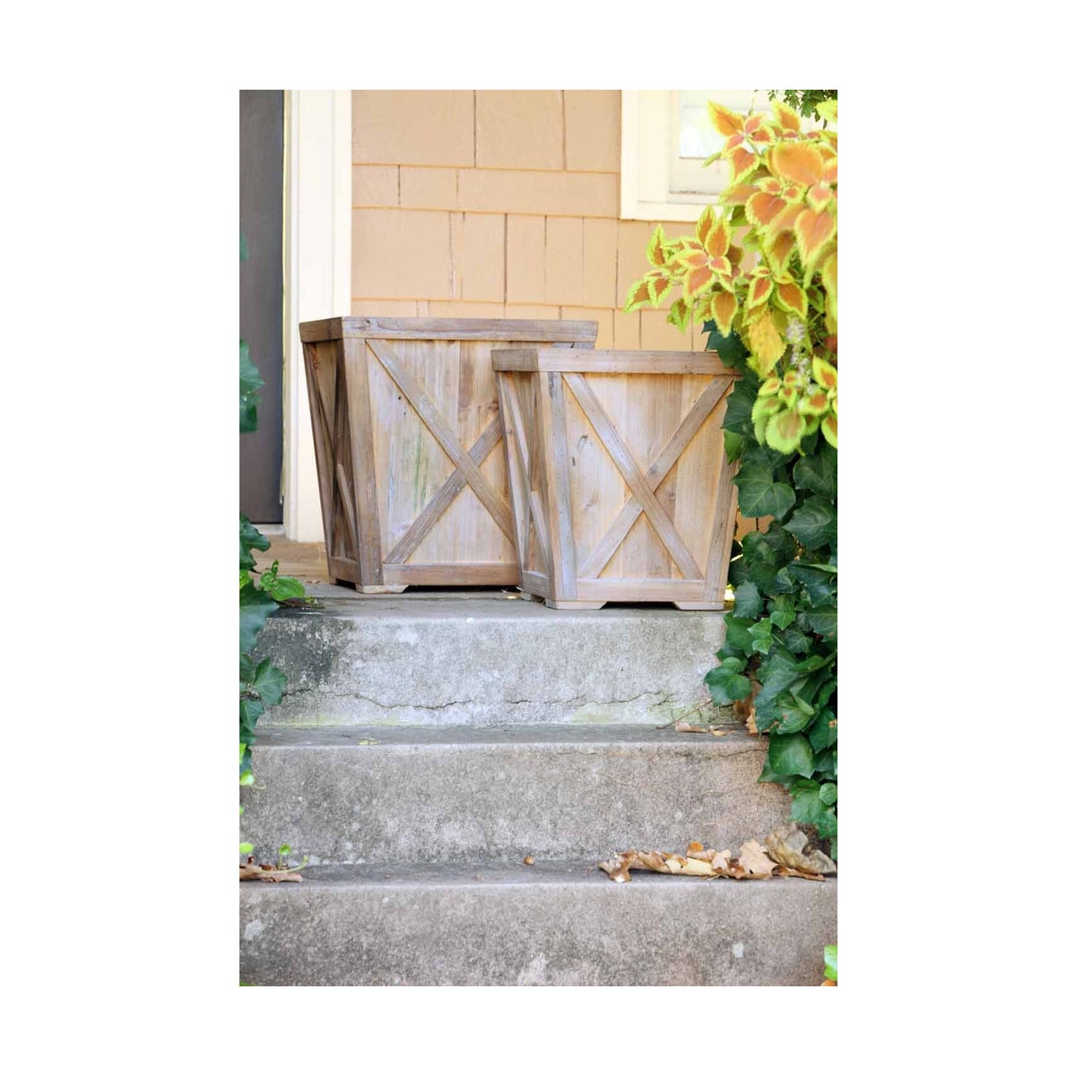 Reclaimed Wood Town and Country Planters, Set of 2