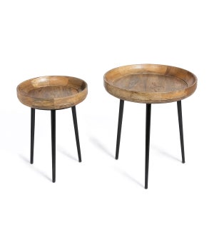 Nested Wood and Iron Occasional Tables