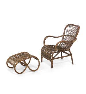 Savannah Rattan Lounge Chair and Footrest