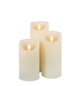Aurora Flameless Pillar Candles, Set of 3